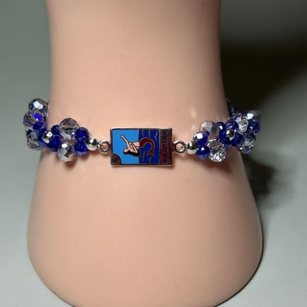La Sirena 925 Sterling Silver Stretch Bracelet with Crystal Beads